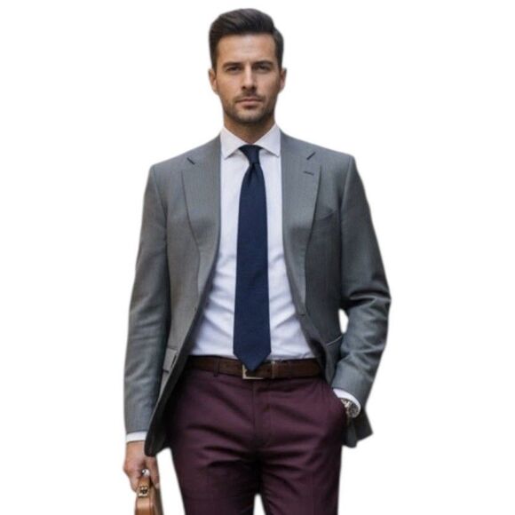 John Clarenton Sports Blazer Jacket Men's 44R Gray 2 Button Single Breast Suit - Picture 1 of 14